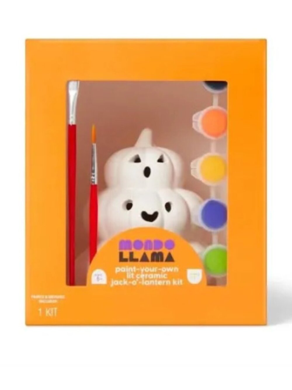 Mondo Llama Halloween Lit Ceramic Pumpkins Paint Your Own Craft Kit Kids NEW